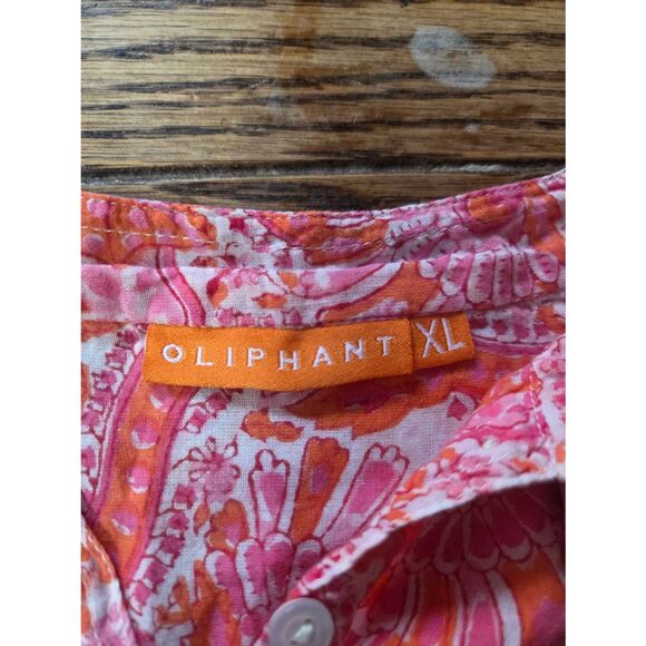 Tuckernuck Oliphant pink&orange paisley print blouse sz XL - Picture 2 of 4